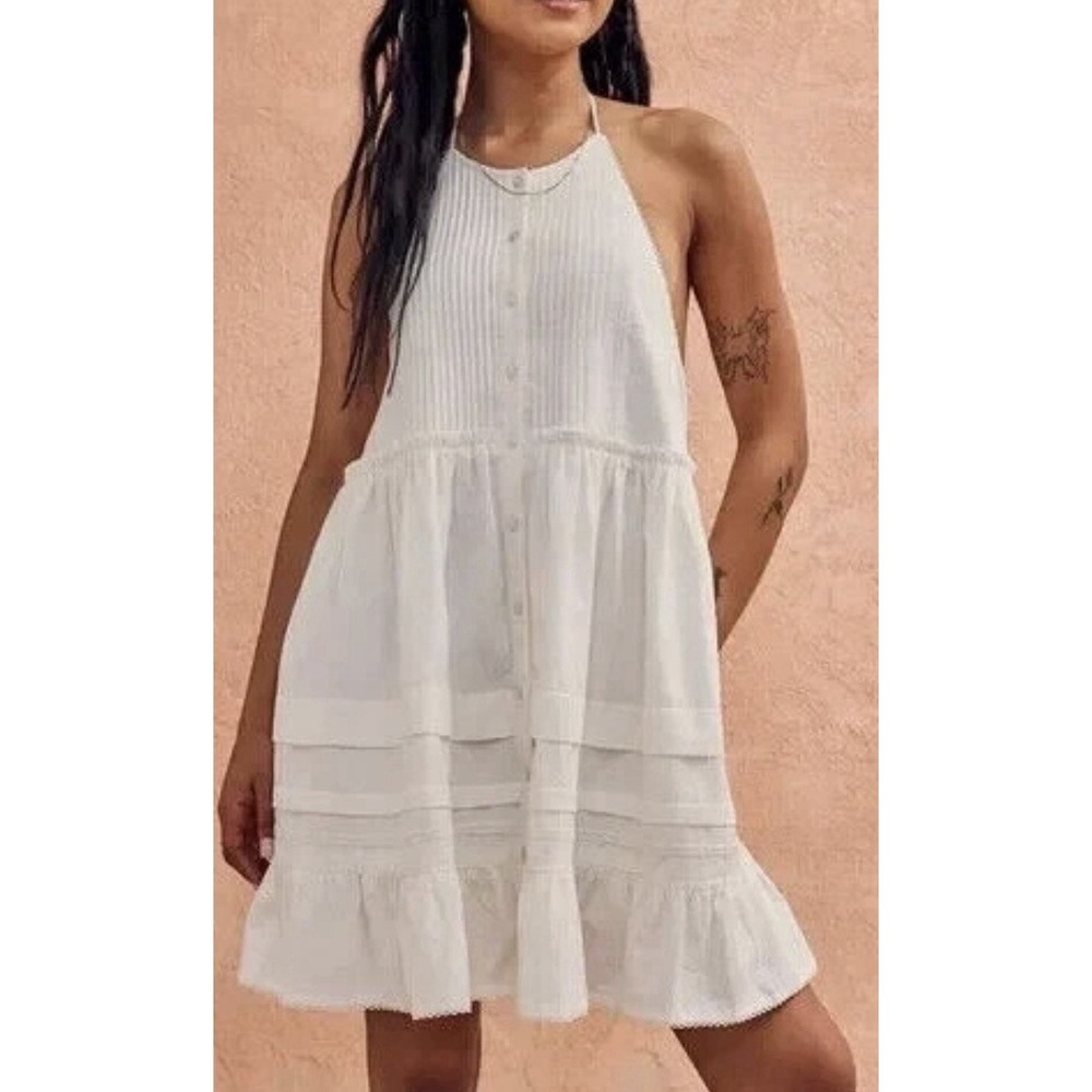 Free People Desert Days Cotton Mini Dress In White Size S/P‎ MSRP $128